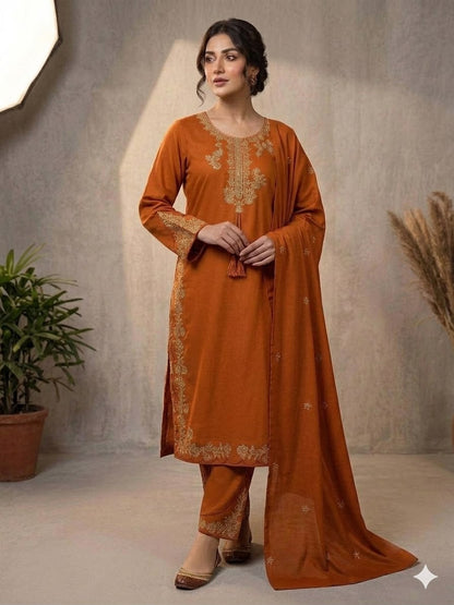 THIS WEDDING SEASON, TRY OUR DESIGNER EMBROIDERED WORKED TOP  PLAZZO SUIT WITH DUPATTA WHOLESALE GEELAN FASHION SURAT