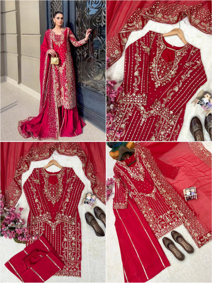 ENHANCE THE BEAUTY OF YOUR WARDROBE WITH THIS NEWLY LAUNCHED _ LONG KURTI WITH PLAZZO-AND DUPATTA WHOLESALE GEELAN FASHION SURAT