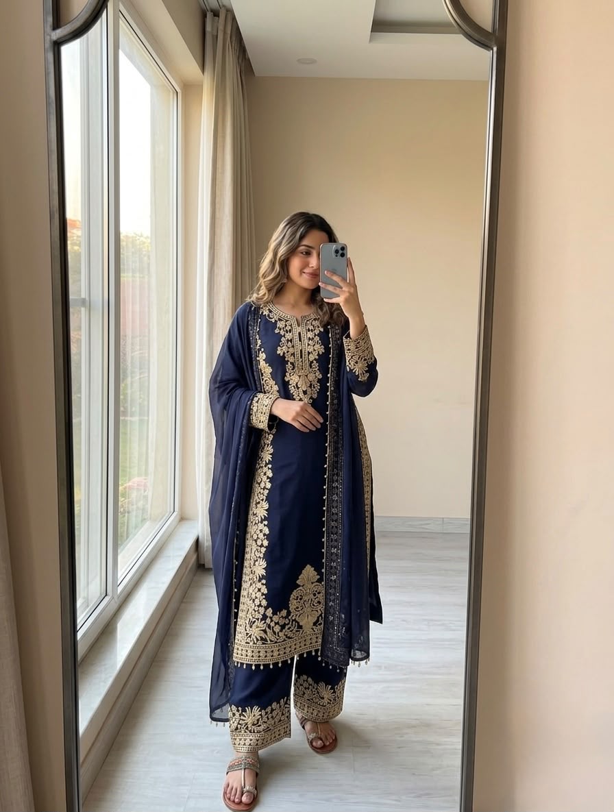 ĐĚSIGNER PARTY WEAR LOOK PUR HEAVY FAUX GEORGETTE TOP PLAZZO & DUPATTA SET👗 WHOLESALE GEELAN FASHION SURAT