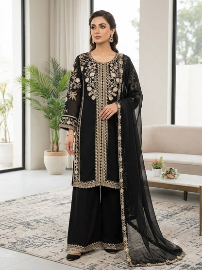 WEDDING SEASON WEAR OUR BEAUTIFUL SEQUENCE EMBROIDERED WORKED TOP , PLAZZO WITH DUPATTA WHOLESALE GEELAN FASHION SURAT