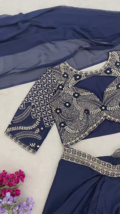DHOTI STYLE READY MADE SAREE WHOLESALE PRICE AT GELLAN FASHION SURAT WEDDING COLLECTION PARTY WEAR SAREE