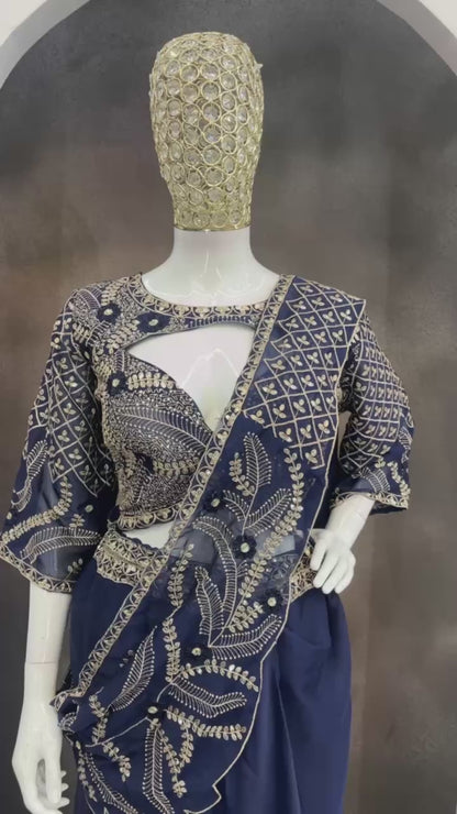 DHOTI STYLE READY MADE SAREE WHOLESALE PRICE AT GELLAN FASHION SURAT WEDDING COLLECTION PARTY WEAR SAREE